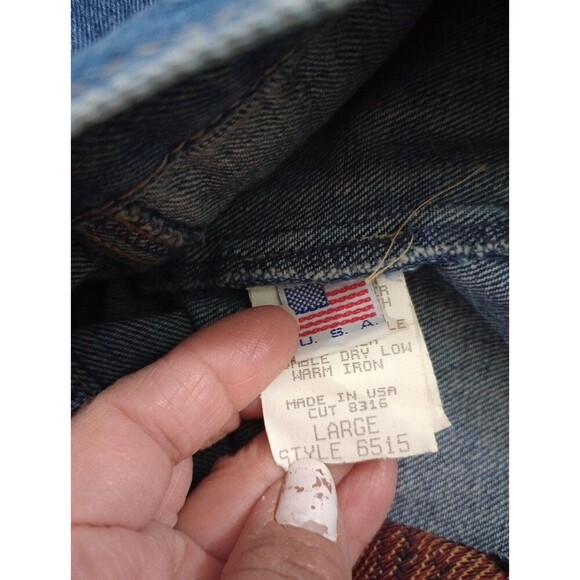 Vgt  Gotcha Covered Lod Cowboy Western Back House Print Jacket Denim Retro Sz L - Picture 9 of 10